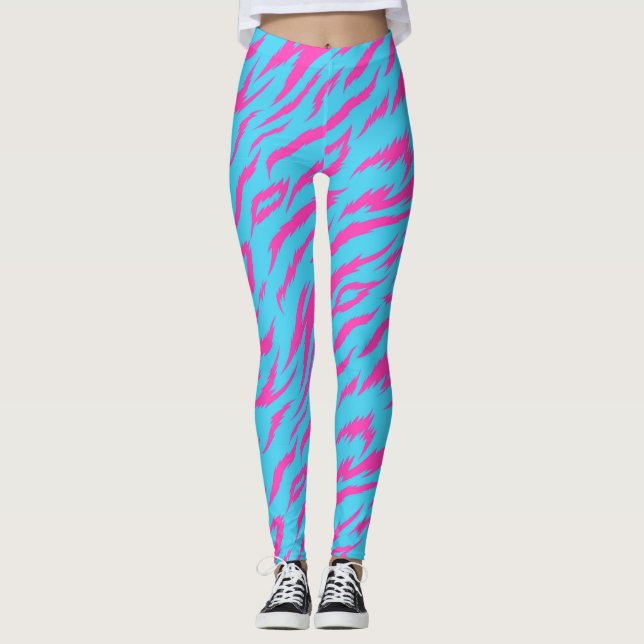 Collants rose flamboyant avec fond bleu clair (Devant)