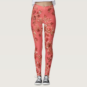 Collants roses élégants à broderie florale