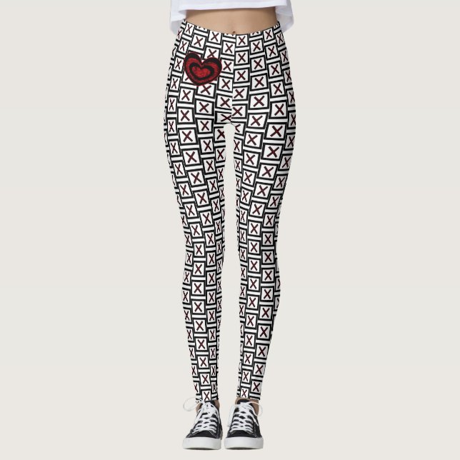 Collants rouge noir et blanc pour femmes (Devant)