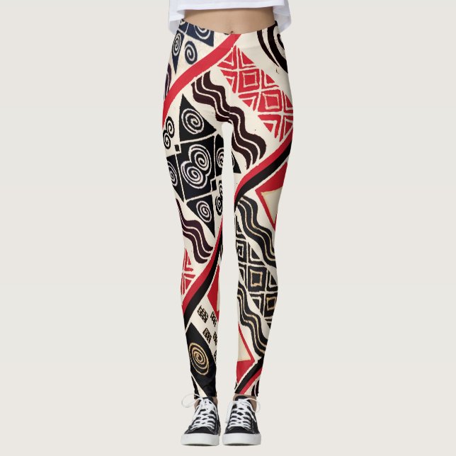 Collants rouges et noirs tribaux africains (Devant)