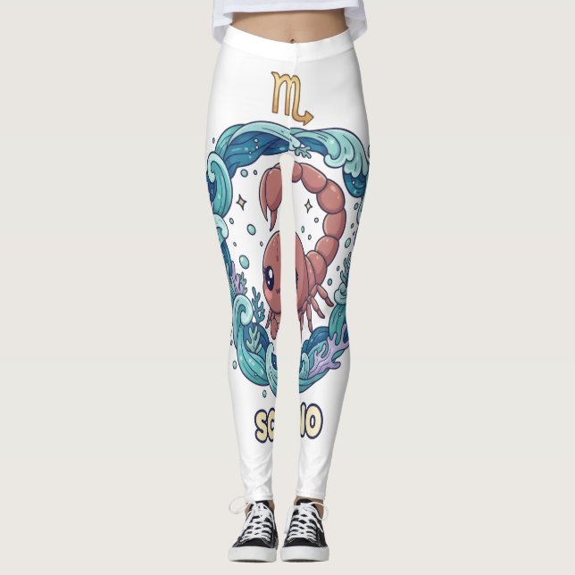 Collants signe astrologique Scorpion Kawaii Mignon (Devant)