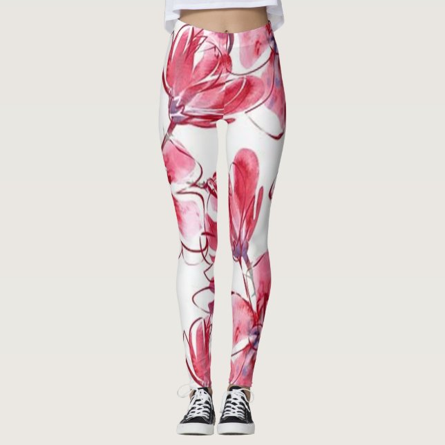 Collants style moderne vert floral Roses (Devant)
