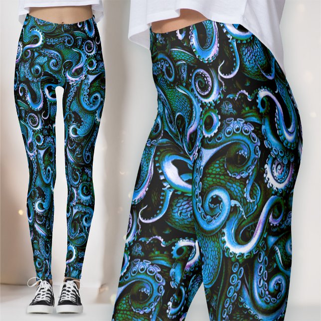 Collants Tentacules de Pieuvre Bleus et Verts (Créateur téléchargé)
