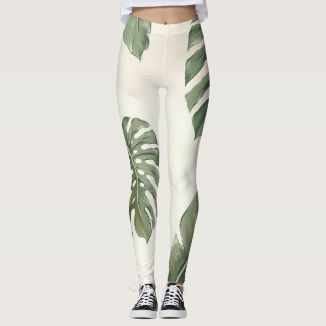 Collants Tropical Escape – Pantalon de yoga à feui (Devant)