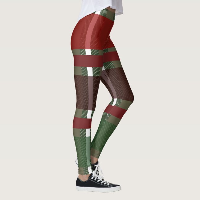 Collants verts à carreaux de Noël burgundy (Droite)