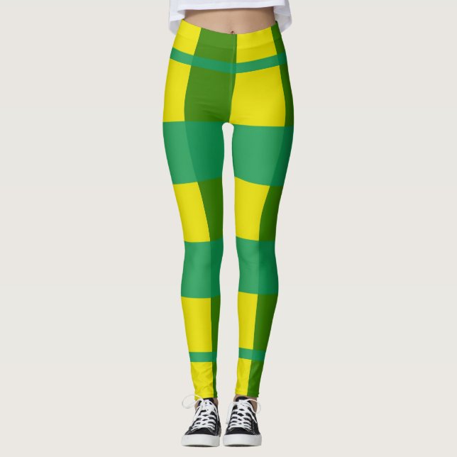 Collants verts/jaunes pour femmes (Devant)