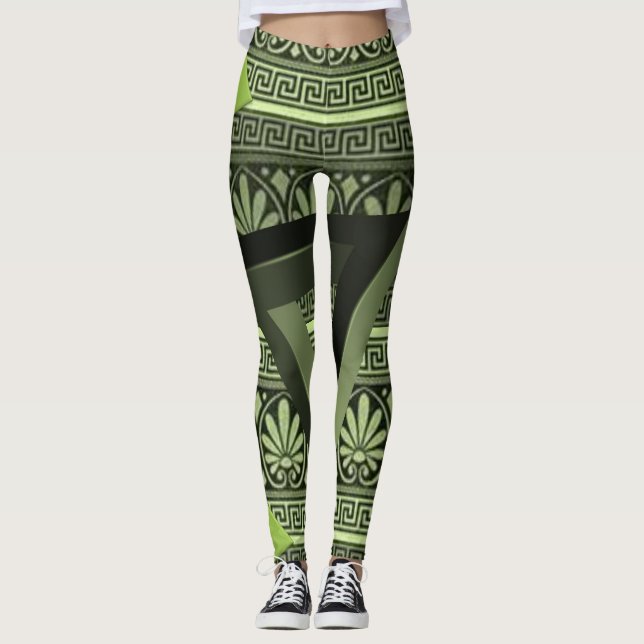collants verts triangulaires noirs pour femmes (Devant)