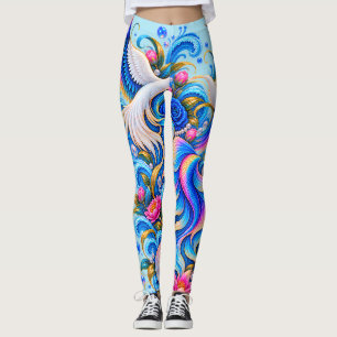 Collants White Dove Fantasy Art Floral Céleste