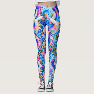 Collants White Dove Fantasy Art Floral Céleste