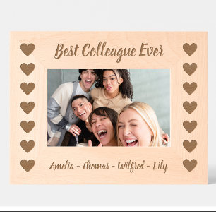 Colleague Heart Motif Cadre photo en bois personna