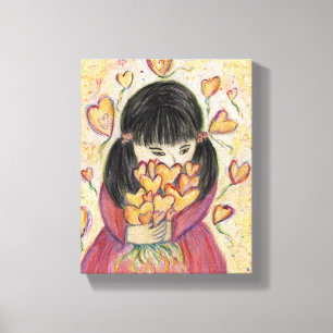 Collecte Coeurs d'amour Peinture Toile Art Imprime