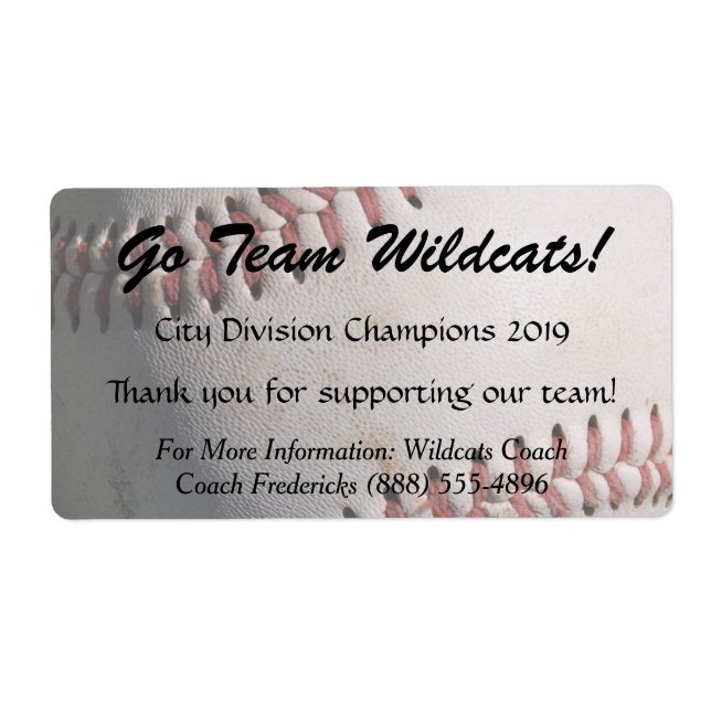 Collecte de fonds de baseball Étiquettes de boutei (Devant)