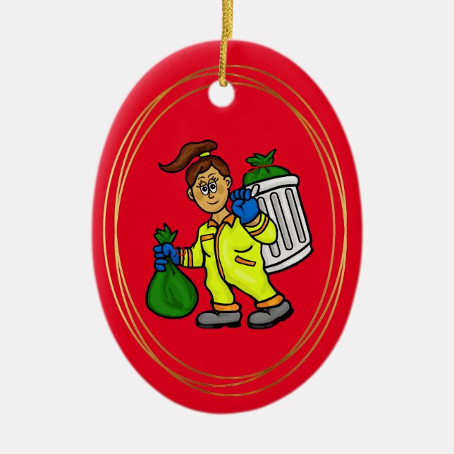 Collecteur Garage Femme Ornement de Noël (Devant)