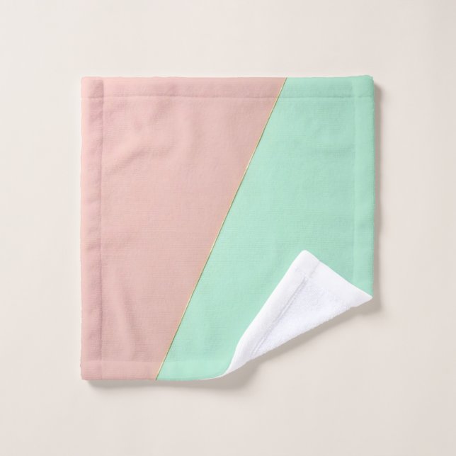 Collection Abstraite Tendance Rose Saumon Menthe (Gant de toilette)