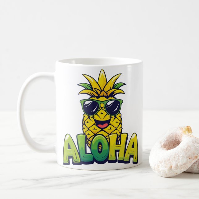 Collection Aloha Ananas Tasse Café Sarcelle (Avec donut)