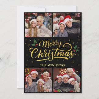 Collection Carte photo de Noël Joyeux d'or moderne