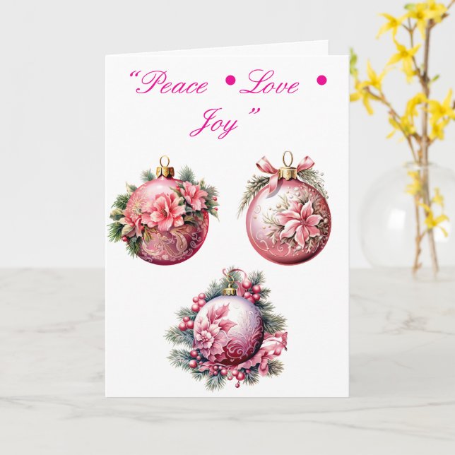 Collection de cartes de Noël rose élégant (Fleur jaune)