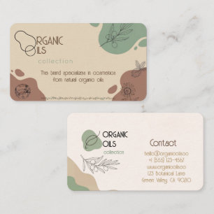 Collection de cartes de visite d'huiles organiques