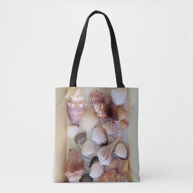 Collection de coquillages sur un sac fourre-tout (Devant)