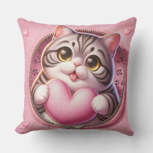Collection de coussins en forme de chat avec coeur