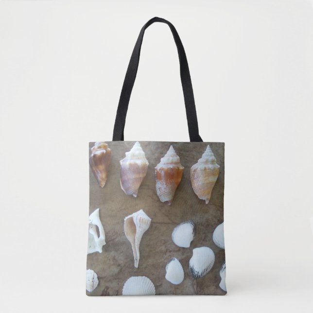 Collection de différents coquillages sur un sac fo (Devant)