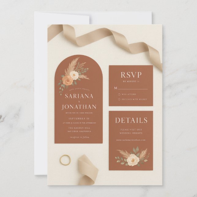 Collection de faire-part de mariage Roses | Terrac (Devant)