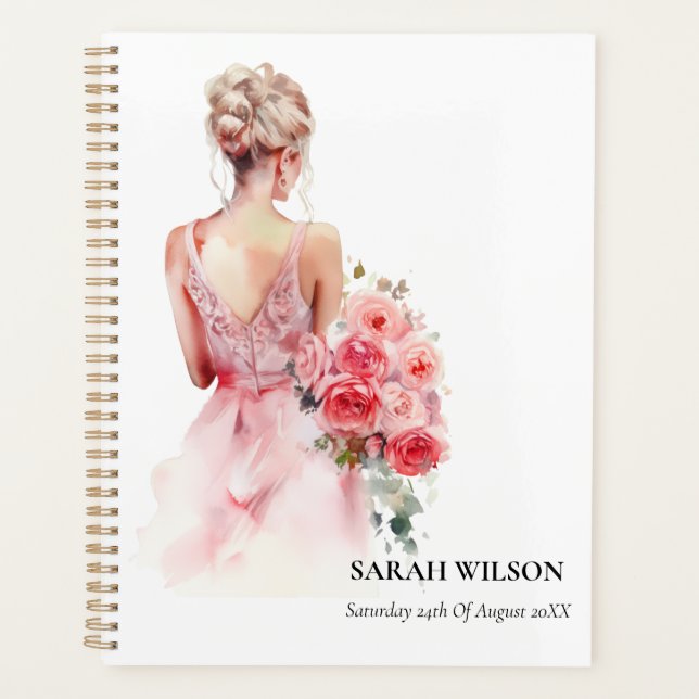 Collection de Mariage d'aquarelle Rose Floral (Devant)