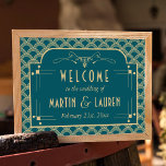 Collection de Mariages Art Déco Gatsby vintage des<br><div class="desc">Célébrez dans le style avec ce panneau d'accueil mariage à la mode de style vintage. Ce design est parfait pour quiconque planifie une soirée sur le thème de Gatsby Art Déco des années 1920 et le libellé modèle est très facile à personnaliser. Les éléments correspondants se trouvent dans la collection....</div>