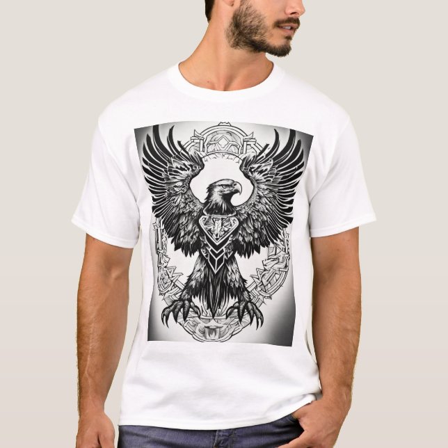 Collection de T-shirts de tatouage d'aigle géométr (Devant)
