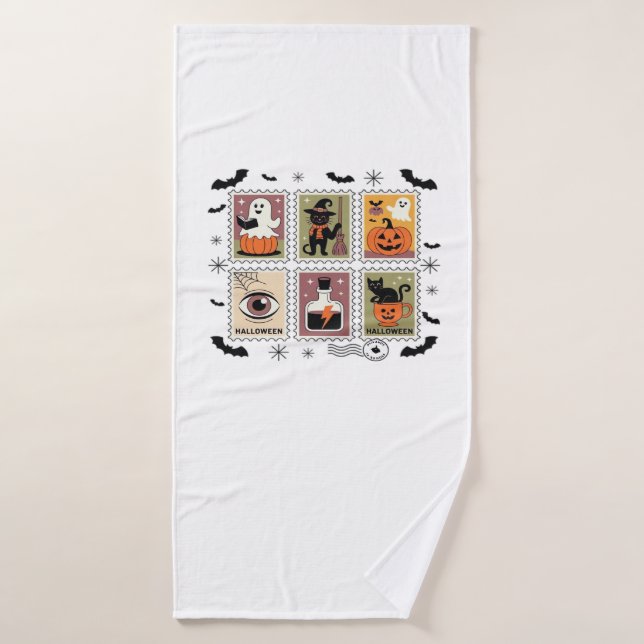 Collection de timbres de chat Halloween vintage T- (Serviette de bain)