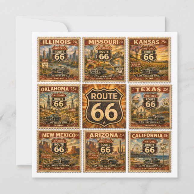 Collection de timbres d'État de l'ancienne route 6 (Devant)