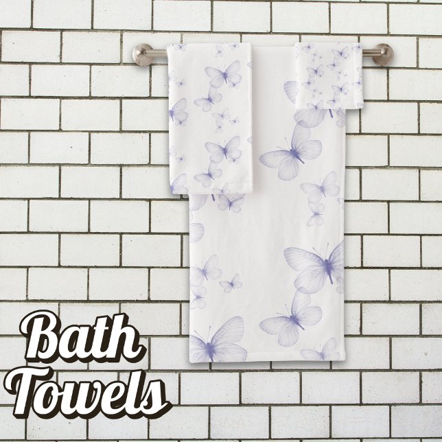Collection décorative papillon violet (Ethereal Whimsy: Purple Butterflies Gracing Your Tranquil Bath.)