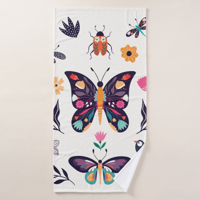 Collection d'éléments d'été du printemps à la main (Serviette de bain)
