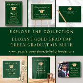 Assiettes En Carton Élégant Casquette de grade Green Gold Graduation P
