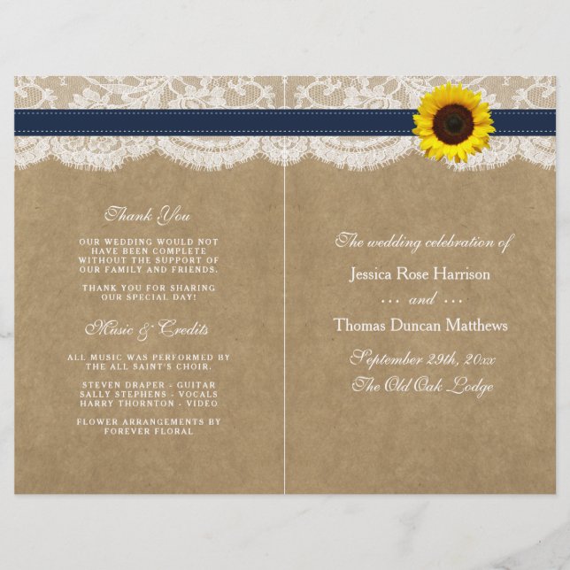 Collection Kraft, dentelle et tournesol - Navy (Devant)