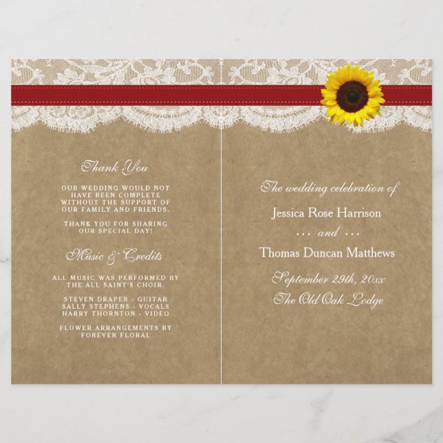 Collection Kraft, dentelle et tournesol - Rouge (Devant)