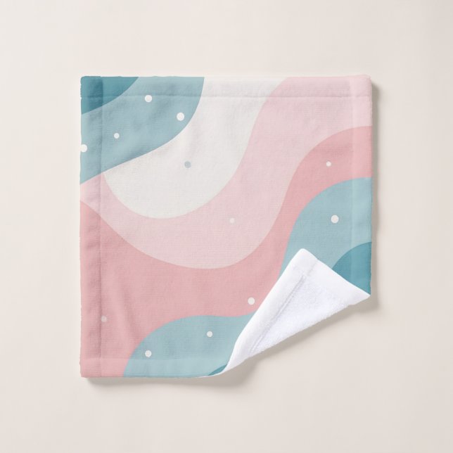 Collection Moderne Abstraite Rose Pâle Menthe (Gant de toilette)