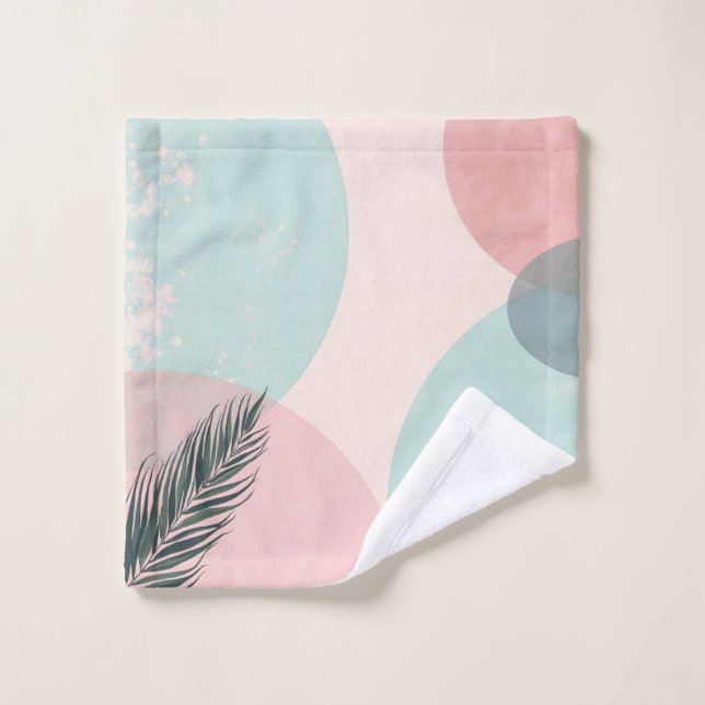 Collection Moderne Abstraite Rose Pâle Menthe (Gant de toilette)