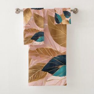 Collection moderne de Feuilles Boho en or rose vif