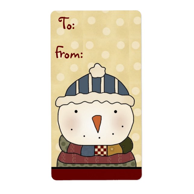 Collection Noël Snowman Tags Cadeaux Étiquette (Devant)