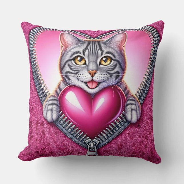 Collection oreillers chat chat avec coeur (Recto)