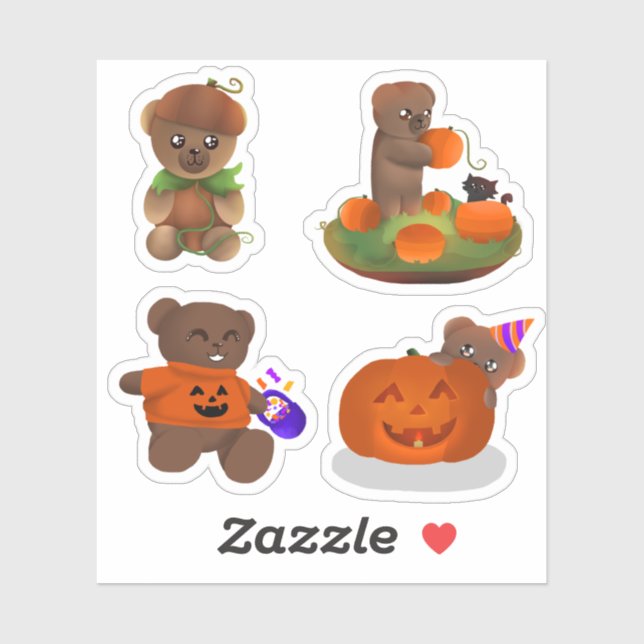 Collection Teddy Halloween - Pack de stickers (Feuille)