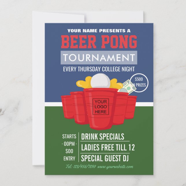 College Beer Pong Tournoi ajouter le logo Ad (Devant)