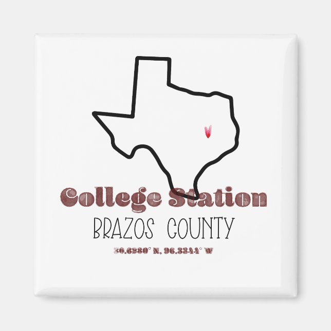 College Station, TX Heart Fridge Magnet (Devant)