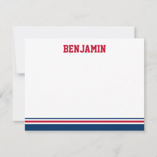 College Stripe Bar Mitzvah Carte de remerciements