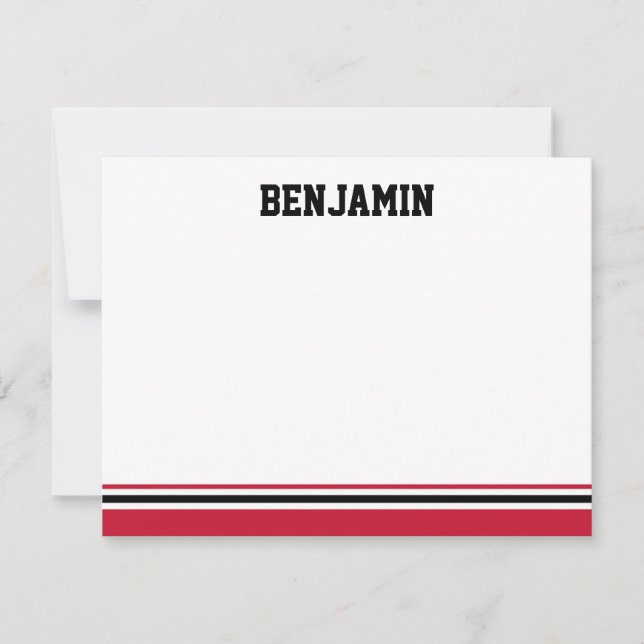 College Stripe Bar Mitzvah Carte de remerciements (Devant)