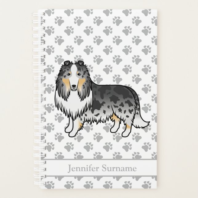 Colley Rough Merle Bleu Chien de Dessin Animé Mign (Devant)