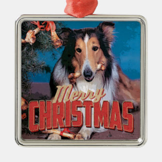 Collie Chien Noël Ornement métallique