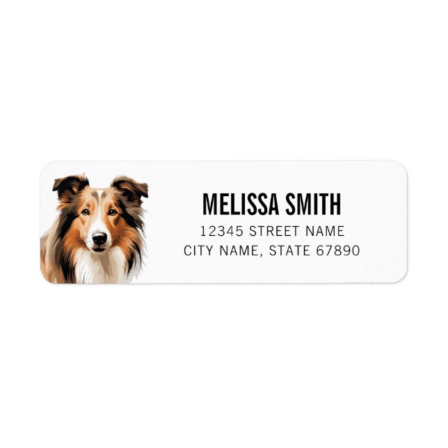 Collie Chien Retourner l'adresse Étiquettes (Devant)
