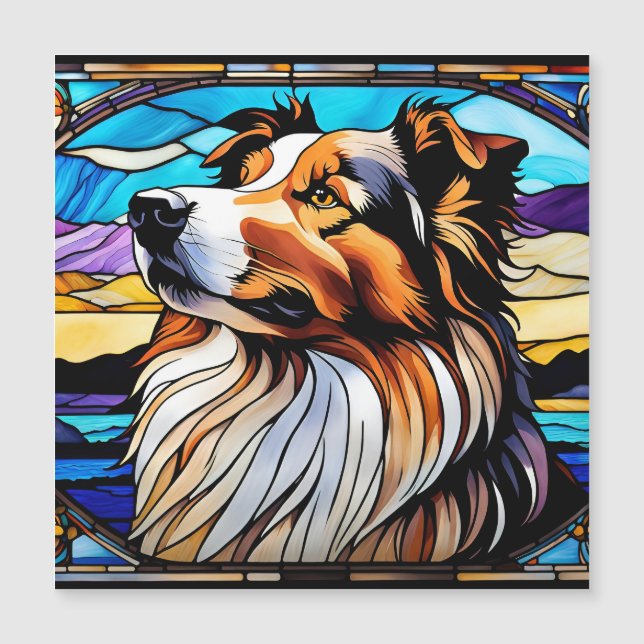 Collie Couleur Verre look Carte magnétique (Devant)
